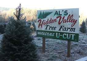 Al's Hidden Valley Tree Farm Sign